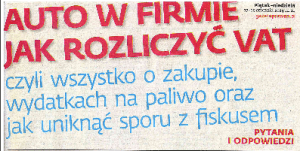 darmowy poradnik jak rozliczyć VAT od samochodu firmowego w 2014