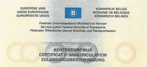 Nagłówek unijnego belgijskiego dowodu rejestracyjnego